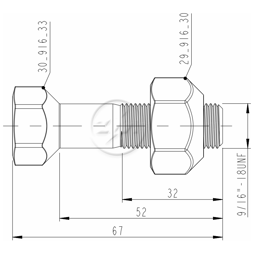Kit 50 Parafuso Roda 9/16"-18UNF X 52/67 - ZM - 40.916.33 - (2)