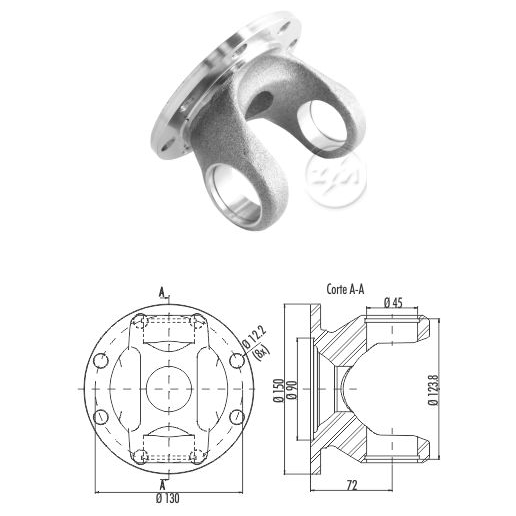 Flange de Orelha do Cardan - ZM - 435.001.07 - (1)