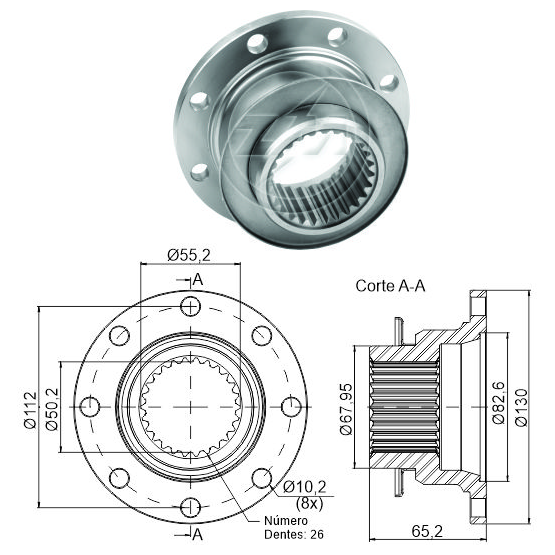 Flange de Acoplamento do Cardan - ZM - 435.202.04 - (1)