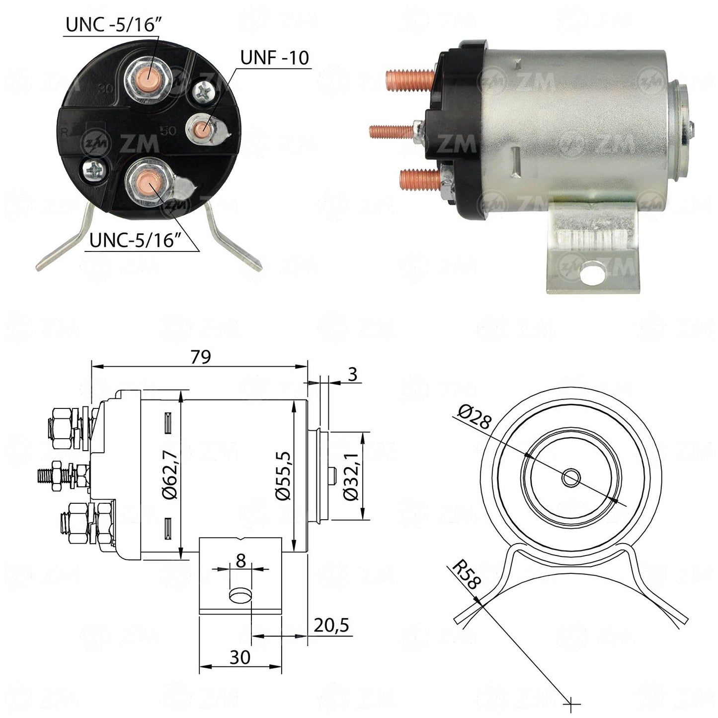 Kit 8 Relê Auxiliar de Partida - ZM - 501 - (3)