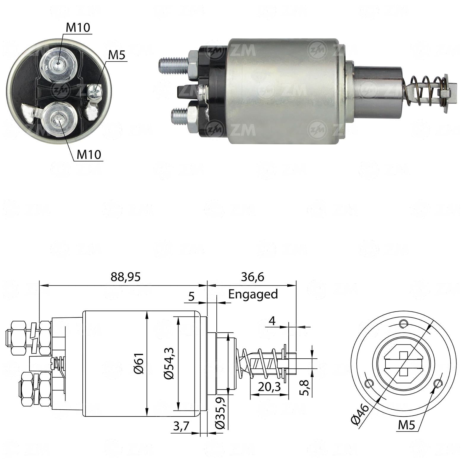 Kit 10 Relê Auxiliar de Partida - ZM - 531 - (3)