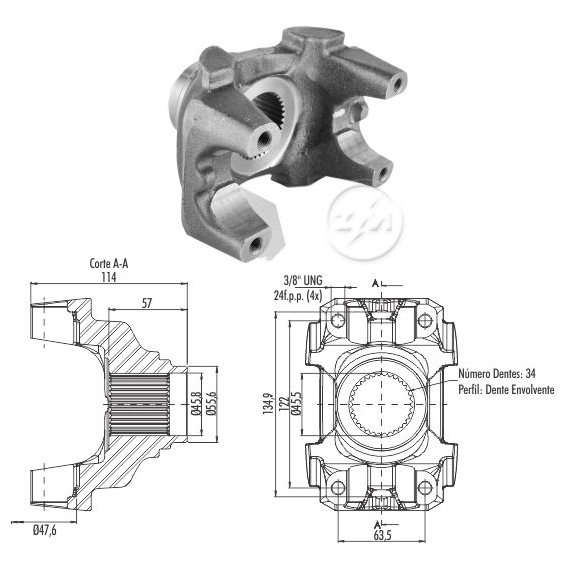 Terminal Yoke Acoplamento do Diferencial - ZM - 535.106.00 - (1)