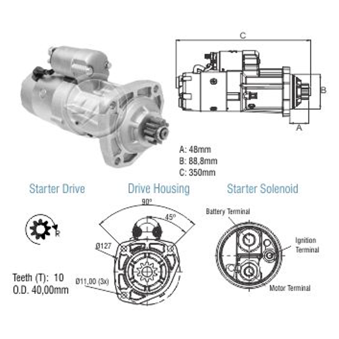 Motor de Partida M100R 12V - ZM - 80.481.05 - (1)