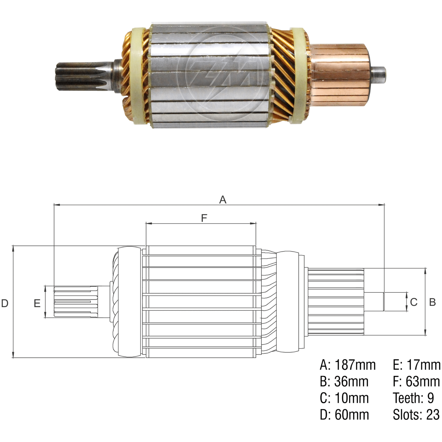 Induzido do Motor de Partida 12V - ZM - 83.421.52 - (1)