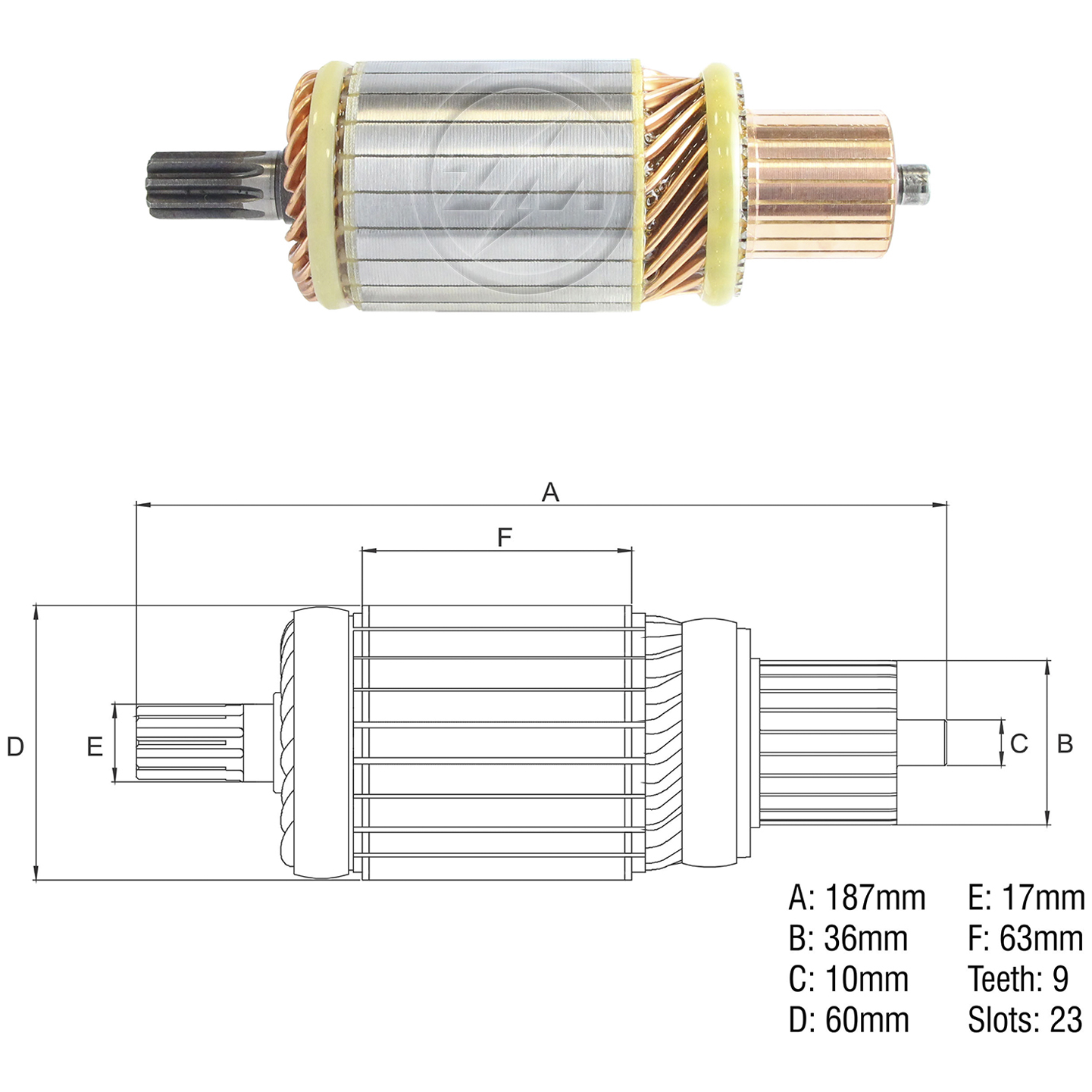 Induzido do Motor de Partida 24V - ZM - 83.421.53 - (1)