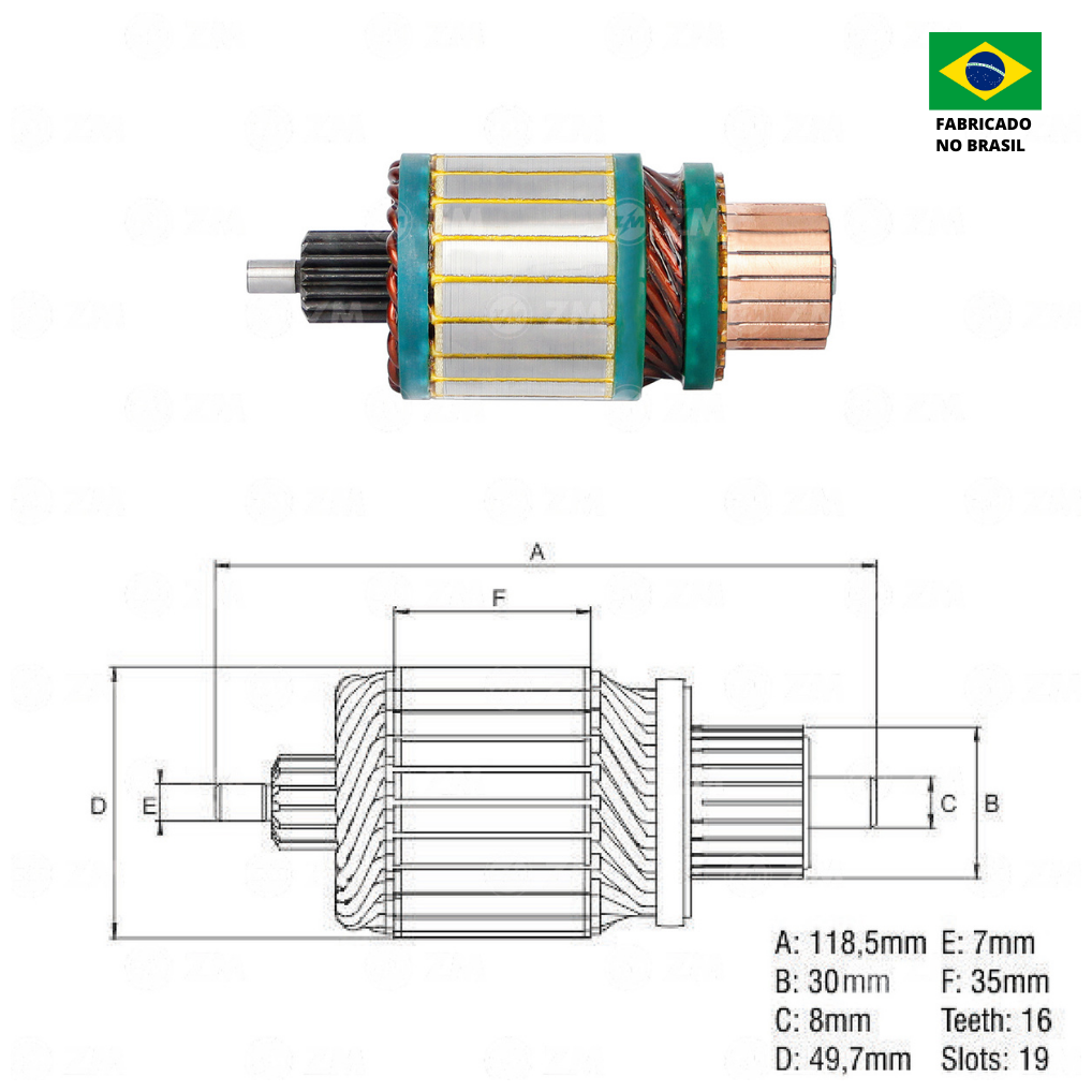 Induzido do Motor de Partida 12V - ZM - 83.590.15 - (2)