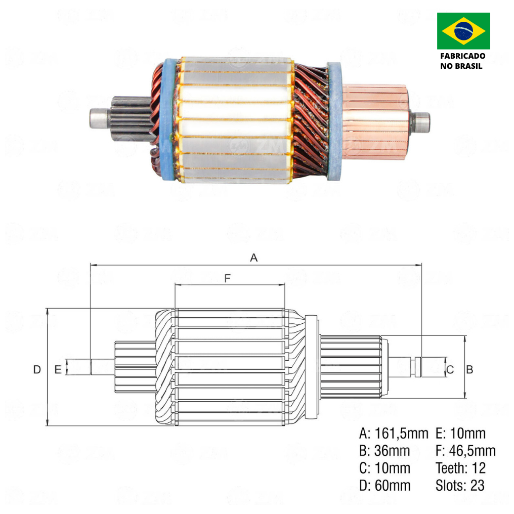 Induzido do Motor de Partida 12V - ZM - 83.818.02 - (2)