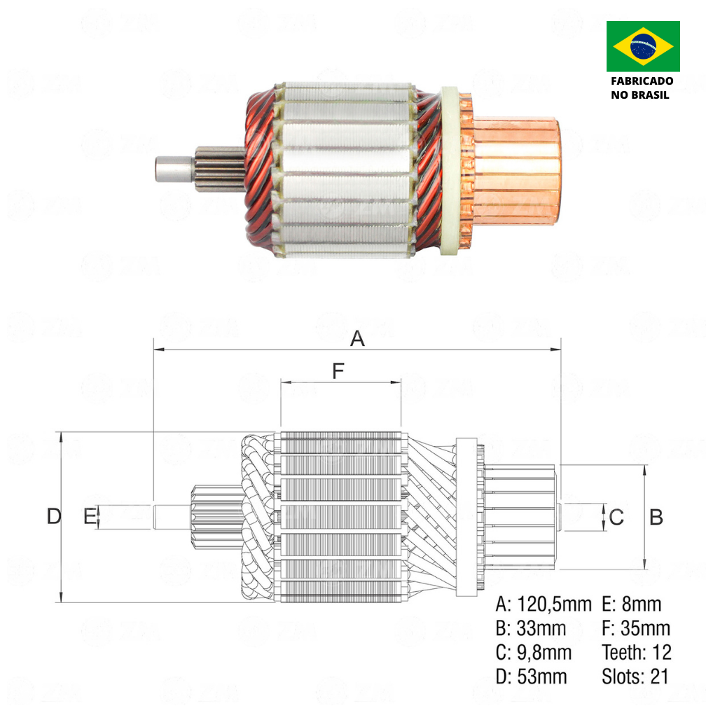 Induzido do Motor de Partida 12V - ZM - 83.860.01 - (2)