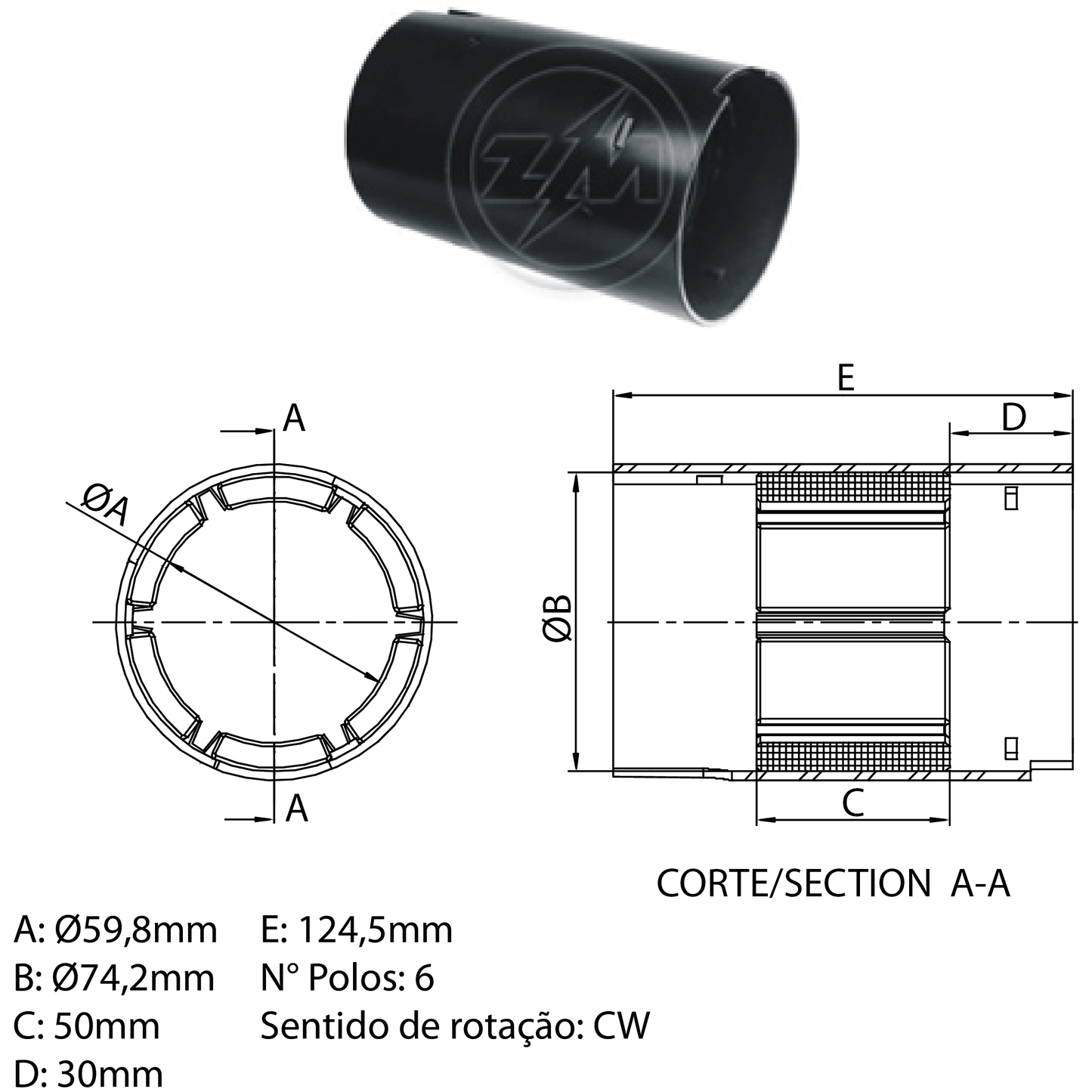 Carcaça Polar do Motor de Partida - ZM - 89.327.00 - (1)
