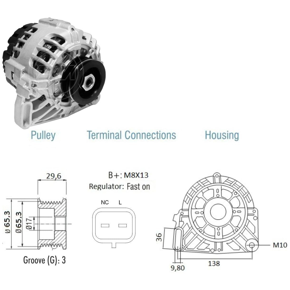 Alternador 12V 75A - ZM - 90.203.01 - (1)