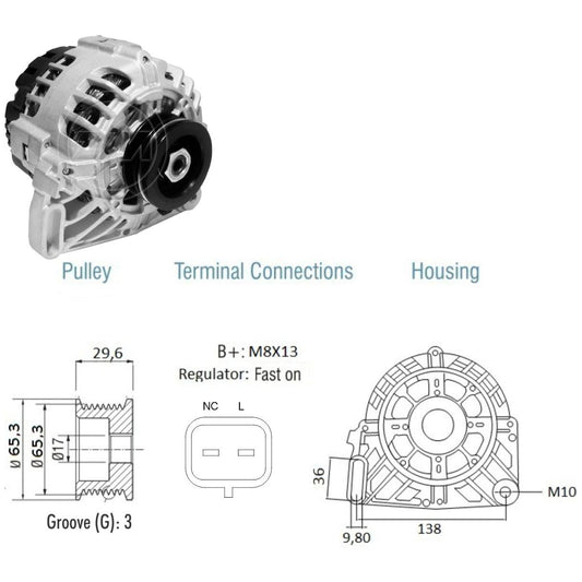 Alternador 12V 75A - ZM - 90.203.01 - (1)