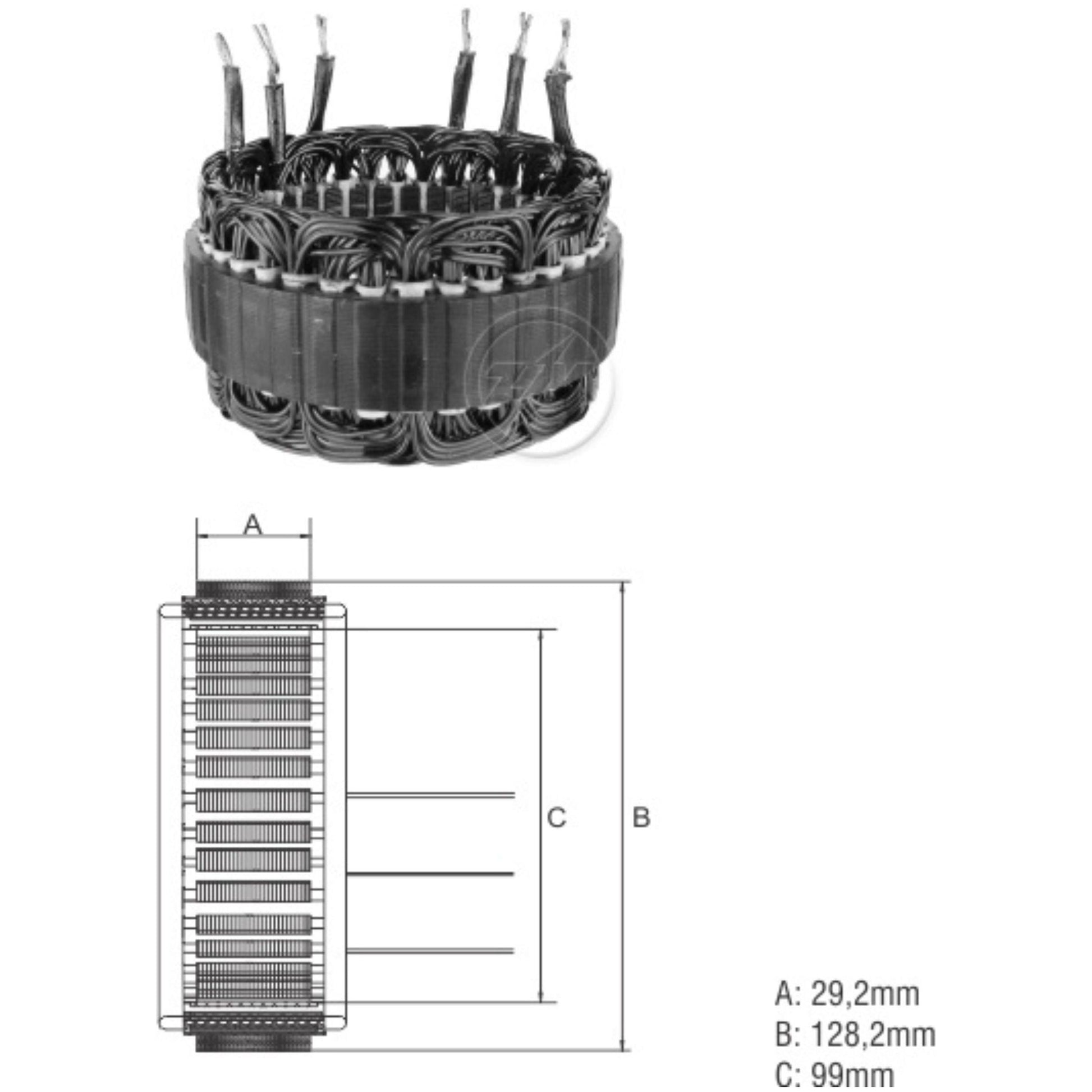 Estator do Alternador 12V 100A - ZM - 94.203.01 - (1)