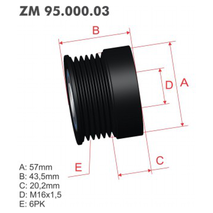 Polia Decoupler do Alternador - ZM - 95.000.03 - (1)