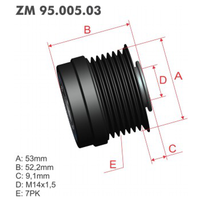 Polia Decoupler do Alternador - ZM - 95.005.03 - (1)