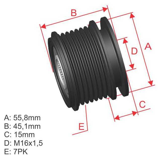 Polia de Roda Livre OAP do Alternador - ZM - 96.000.05 - (1)