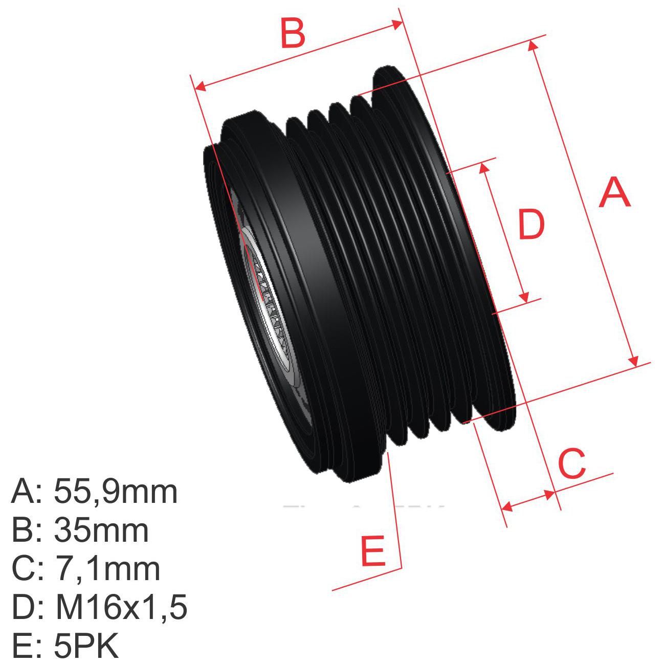 Polia de Roda Livre OAP do Alternador - ZM - 96.000.32 - (1)