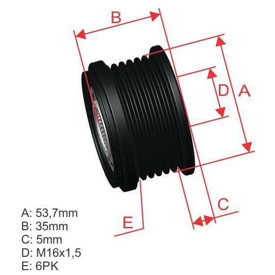 Polia de Roda Livre OAP do Alternador - ZM - 96.000.49 - (1)