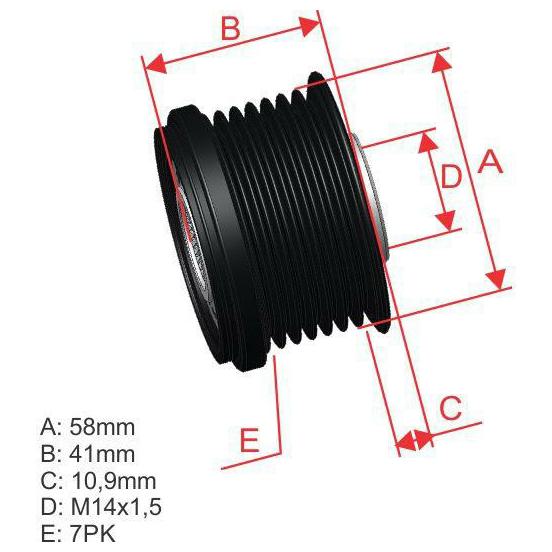 Polia de Roda Livre OAP do Alternador - ZM - 96.005.23 - (1)