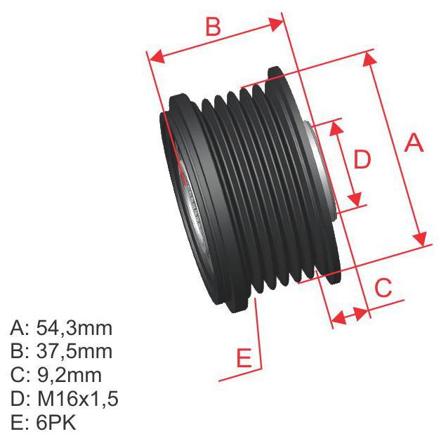 Polia de Roda Livre OAP do Alternador - ZM - 96.007.01 - (1)