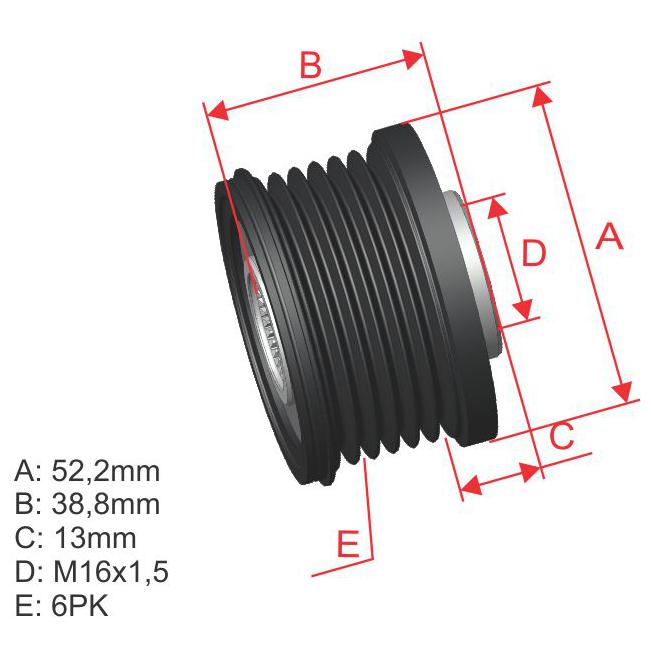 Polia de Roda Livre OAP do Alternador - ZM - 96.008.01 - (1)