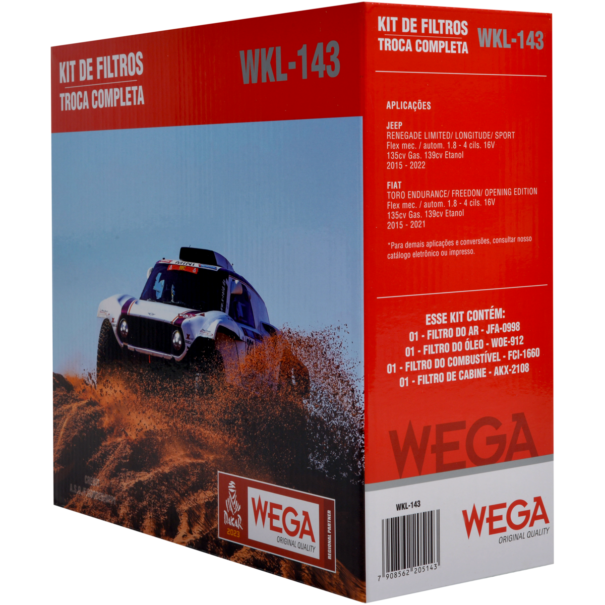 Kit Filtros Fiat Toro Jeep Renegade 1.8 - Wega - Wkl143 - (3)