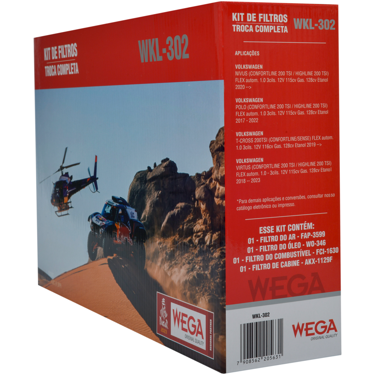 Kit Filtros Vw Nivus Polo T-Cross 200 Virtus 200 1.0 - Wega - Wkl302 - (3)