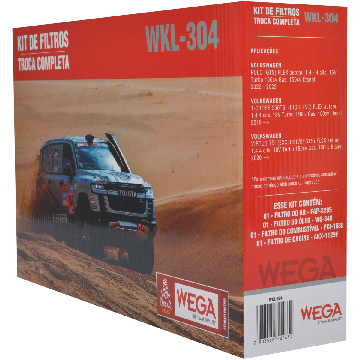 Kit Filtros Vw Polo T-Cross 250 Virtus Tsi 1.4 - Wega - Wkl304 - (3)