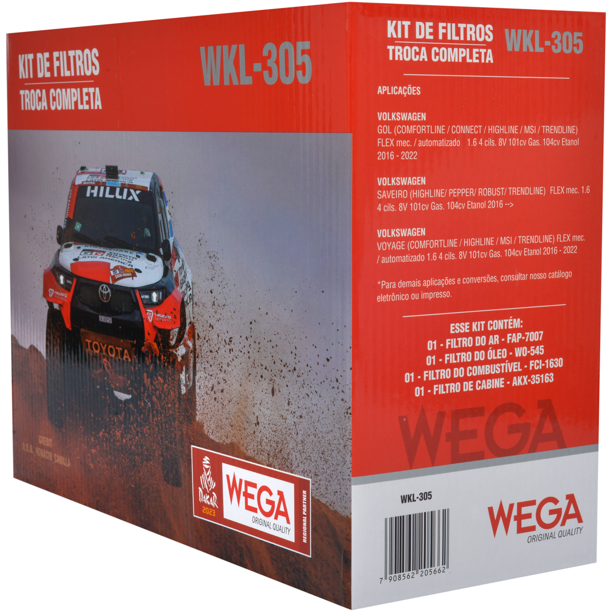 Kit Filtros Vw Gol Saveiro Voyage 1.6 - Wega - Wkl305 - (3)