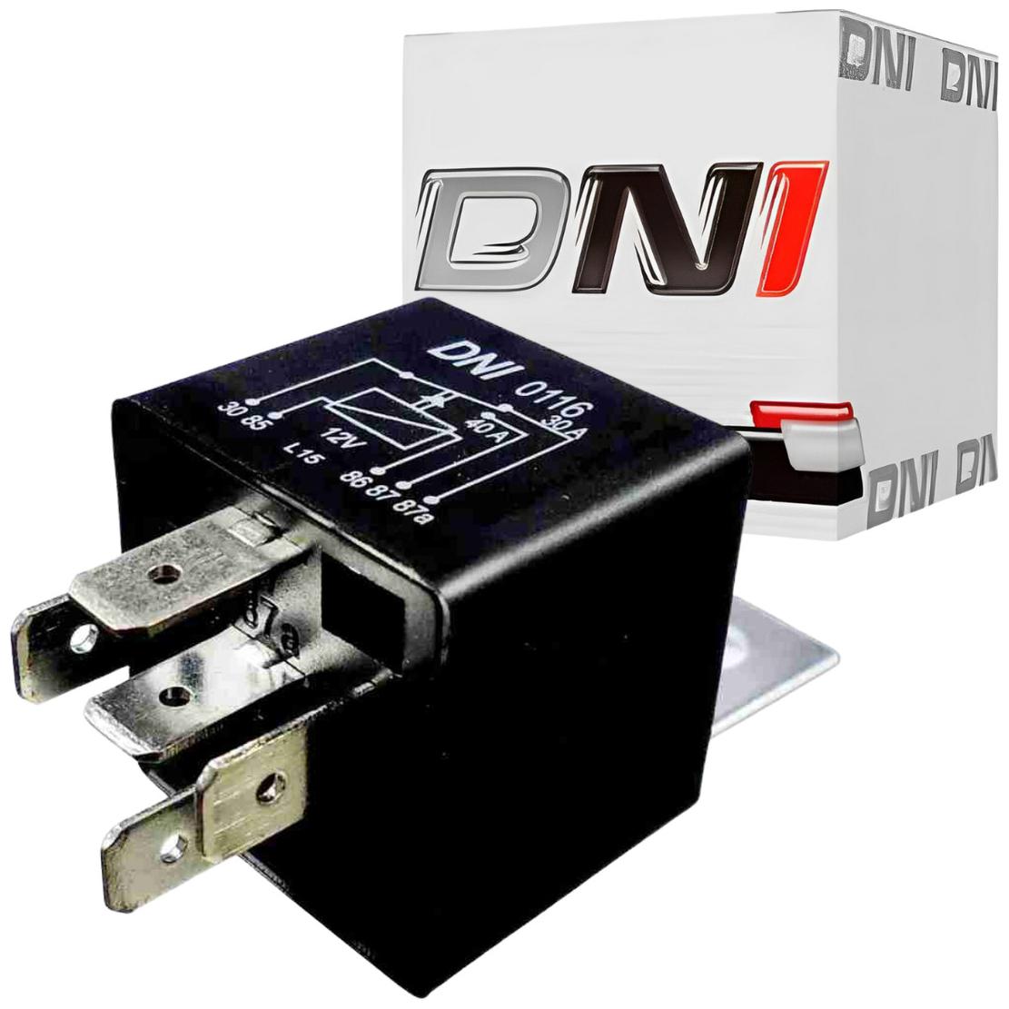 Relê 12V Auxiliar 5 Terminais 30/40 Ah Plástico - DNI - 0116 - (1)