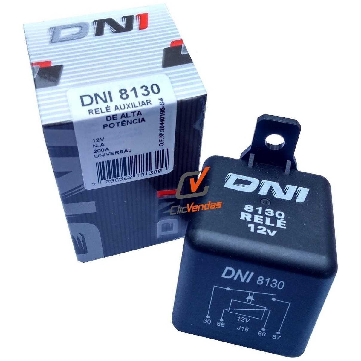 Relê Auxiliar 12v 4 Terminais 200 Ah Preto - DNI - 8130 - (1)