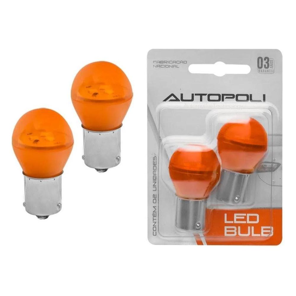 Lâmpada Âmbar 12V 3W 360Lm BAU15S - Autopoli - AU030 - (1)