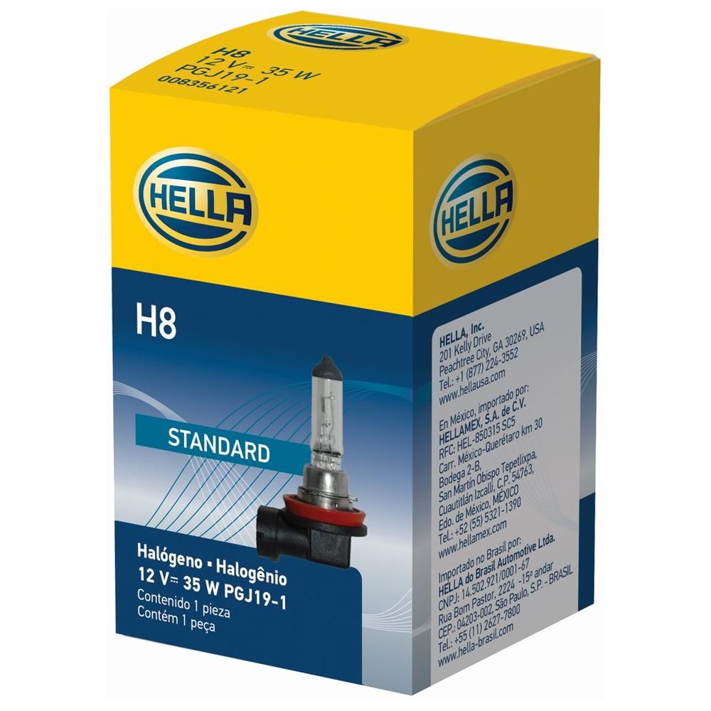 Lâmpada Farol Baixo H8 Amarela 35W 2100Lm 12V - Hella - H8 - (1)