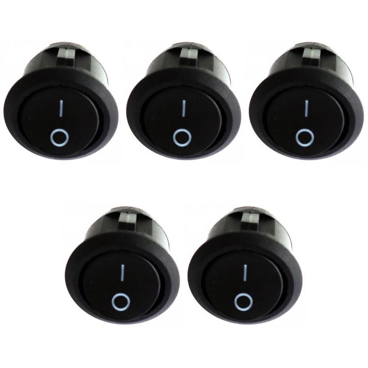 Chave Gangorra Universal ON/OFF Redonda Preta 80W Comutadora - DNI - 2186 - (1)