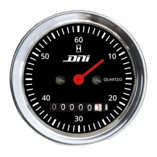 Horímetro Fundo Preto Aro Cromado com Iluminação 52mm Bivolt Universal - DNI - 4504 - (1)