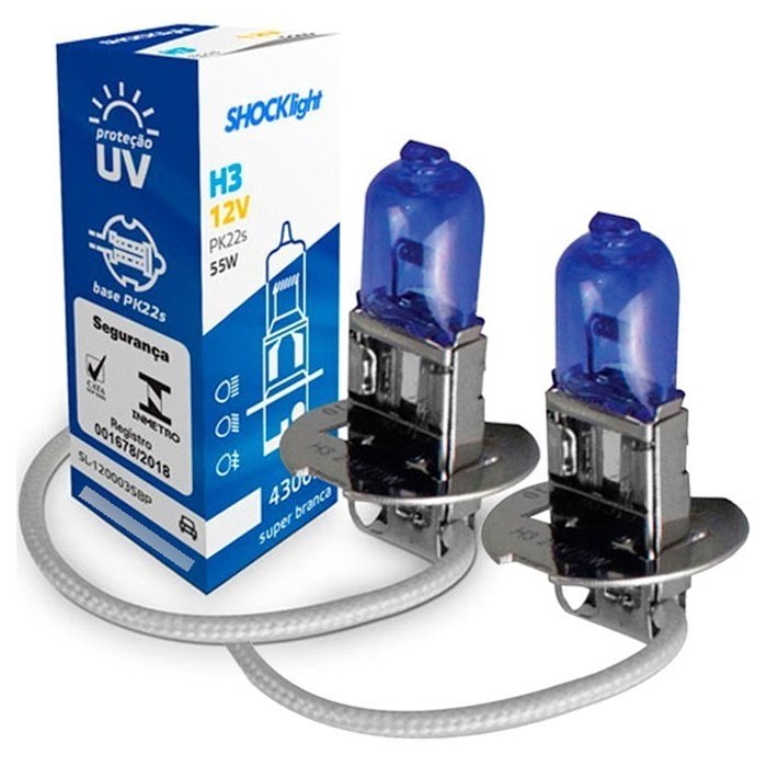 Par de Lâmpada Halogena 55W 12v Base PK22S Azul - Shocklight - SL-120003SBBA - (1)
