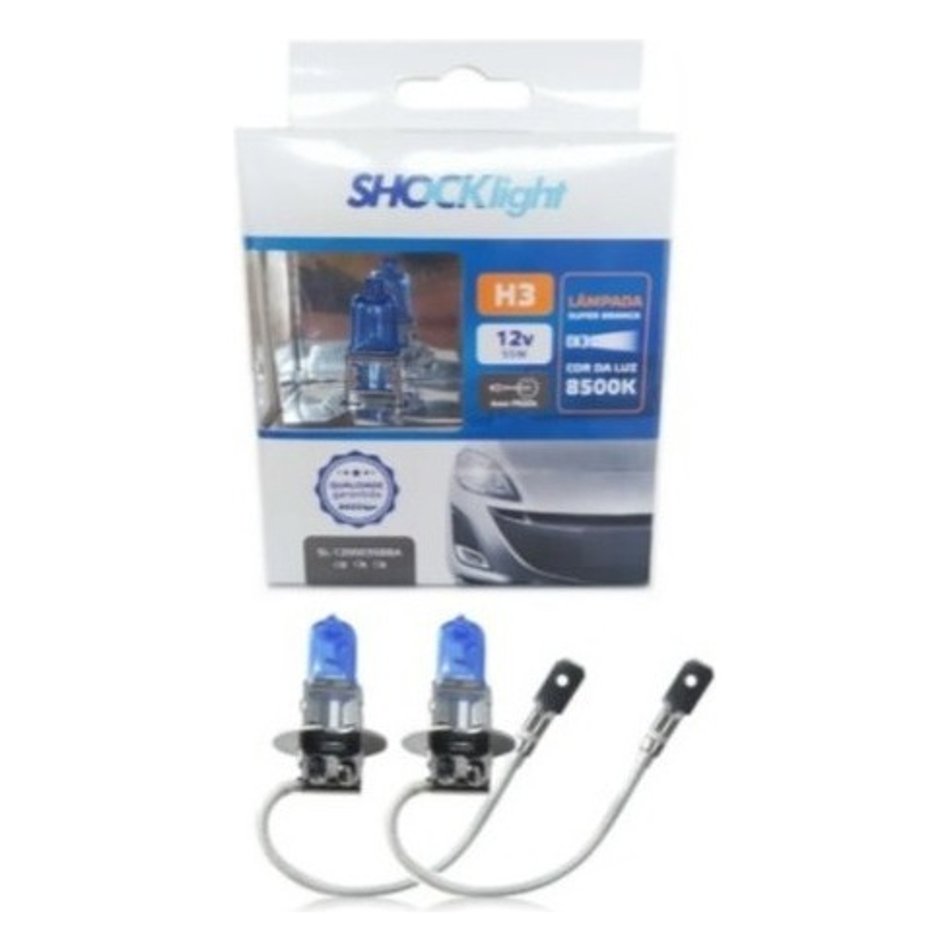 Par de Lâmpadas Super Brancas H7 55W 8500K para Faróis - Shocklight - SL-120007SBBA - (1)