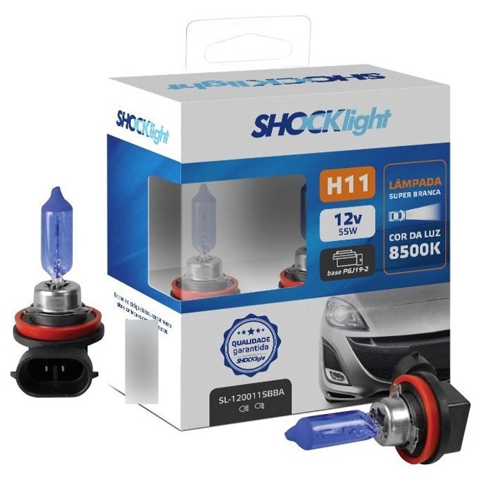 Par de Lâmpadas Super Branca H11 8500K 12V 55W - Shocklight - SL-120011SBBA - (1)