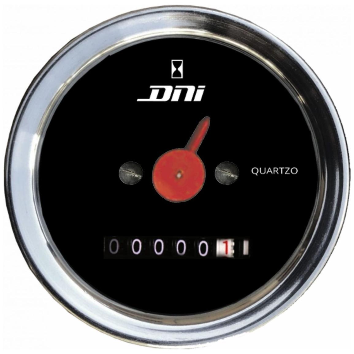 Horímetro Fundo Preto Liso Aro Cromado Curto 52mm - DNI - 4511 - (1)