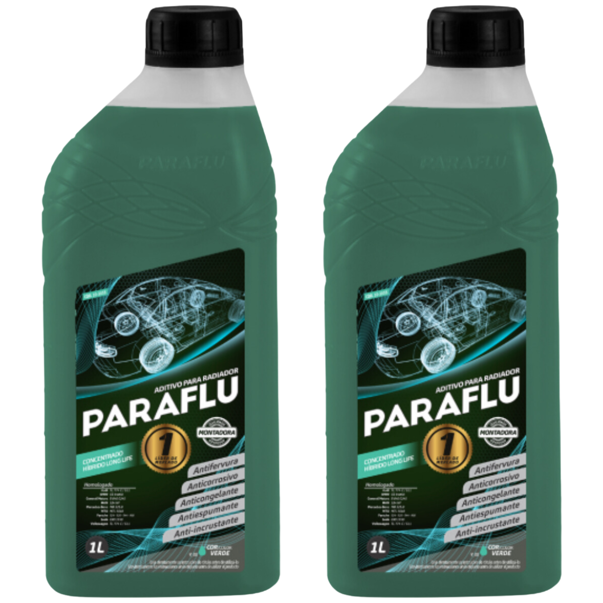 Aditivo 2L Concentrado Radiador Verde Escuro Paraflu Montadora Híbrido - (1)