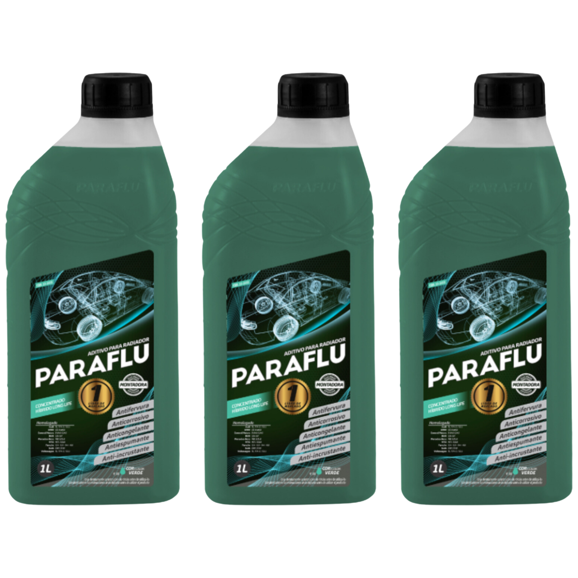 Aditivo 3L Concentrado Radiador Verde Escuro Paraflu Montadora Híbrido - (1)