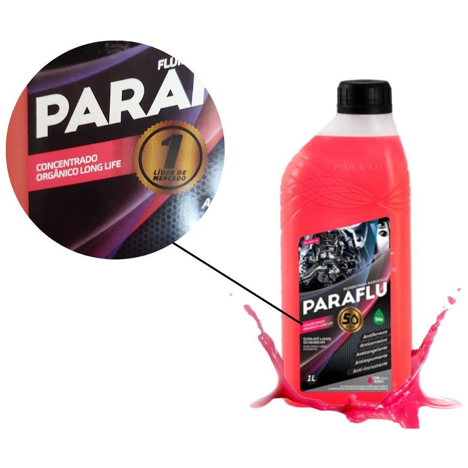Kit 2 Litros Aditivo Radiador Concentrado Paraflu Bio Orgânico Rosa - (3)