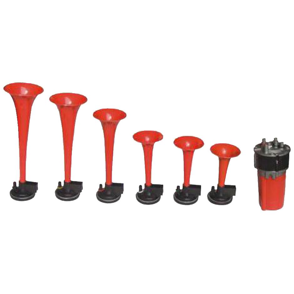 Buzina de 6 Cornetas Vermelha 12V - Gauss - GB1075 - (1)
