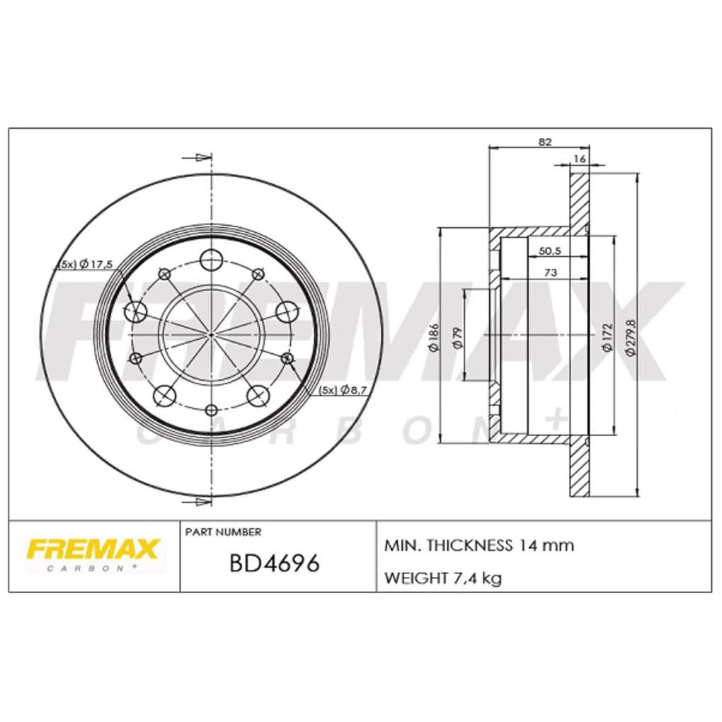 Disco de Freio Traseiro 1 Unidade - Fremax - BD4696 - (2)