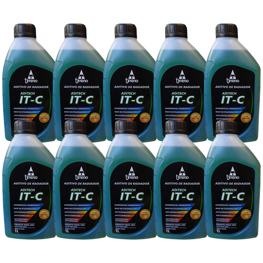 Kit 10 Litros Aditivo Radiador Pronto Para Uso Tirreno Inorgânico IT-C Verde Veículos até anos 90 - (1)