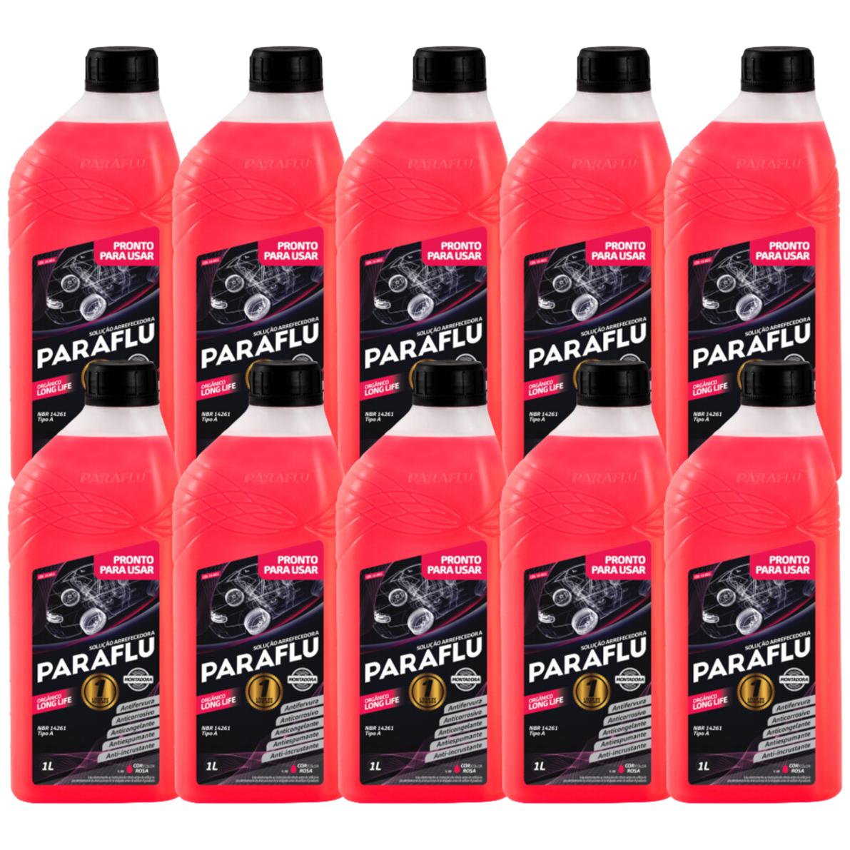 Kit 10 Litros Aditivo Radiador Pronto Para Uso Paraflu Montadora Orgânico Rosa - (1)