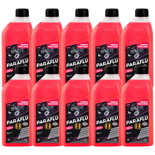 Kit 10 Litros Aditivo Radiador Pronto Para Uso Paraflu Montadora Orgânico Rosa - (1)