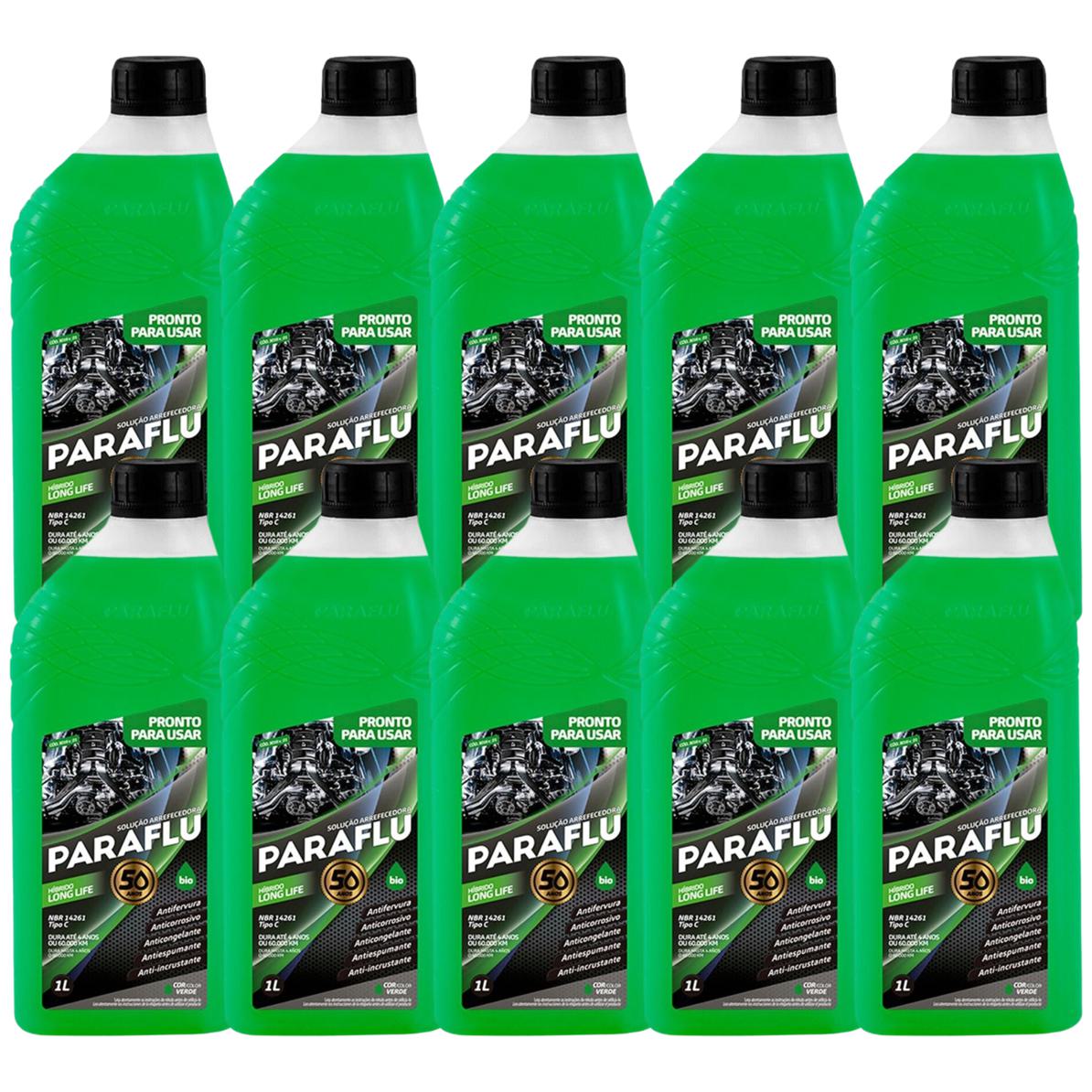 Kit 10 Litros Aditivo Radiador Pronto Para Uso Paraflu Bio Híbrido Verde - (1)