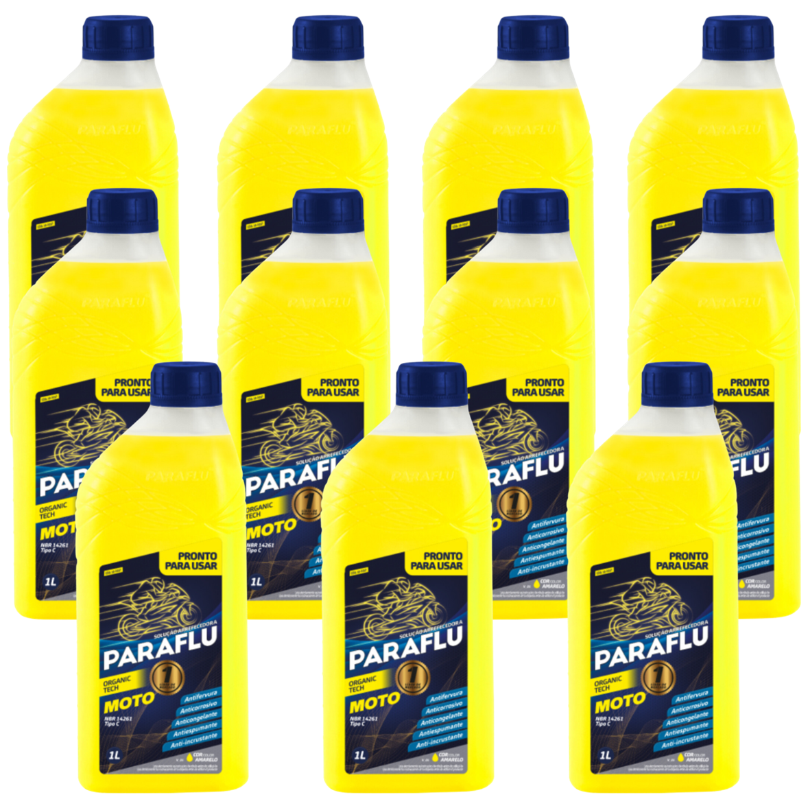 Kit 11 Litros Aditivo Radiador Amarelo Moto Pronto para Uso - (1)