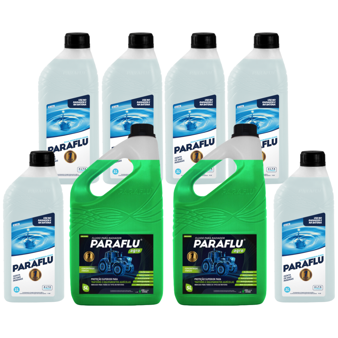 Kit 11 Litros com 5L Aditivo Radiador Agro Verde + 6L Água - (1)