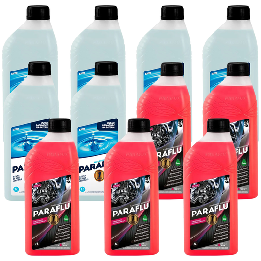 Kit 11 Litros com 5L Aditivo Radiador Rosa + 6L Água - (1)
